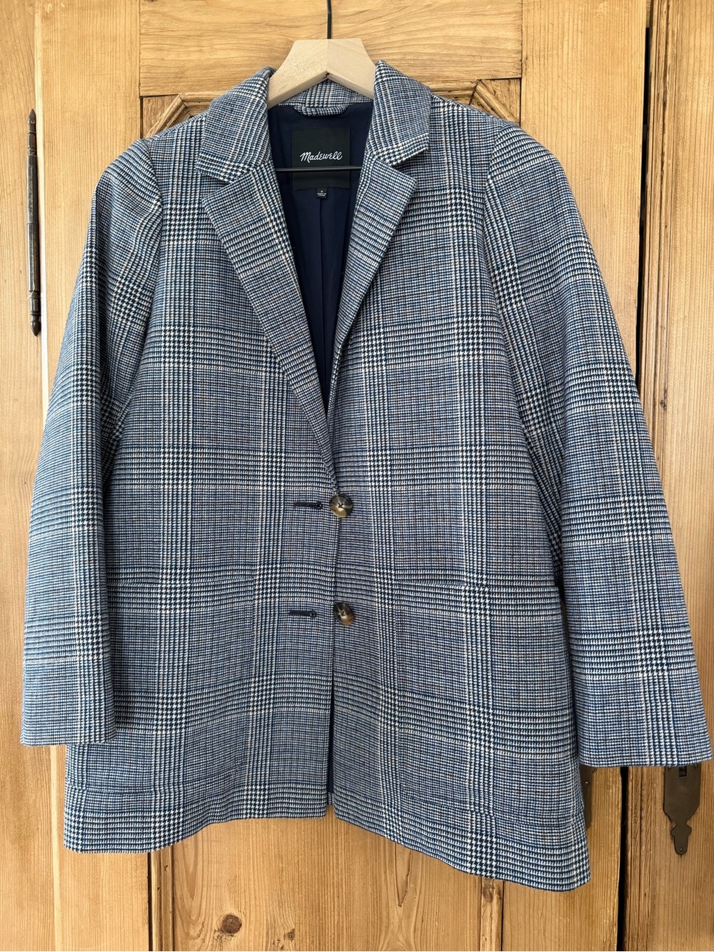 Madewell Gray and Blue Glen Plaid Blazer